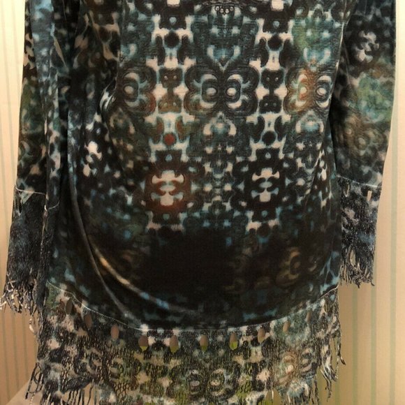 Groovy Fringed Mushkaby Sienna Rose, Inc Ladies Top Size Large - Picture 3 of 4